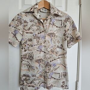 Mr. Fine VINTAGE Beige and Brown Patterned Shirt